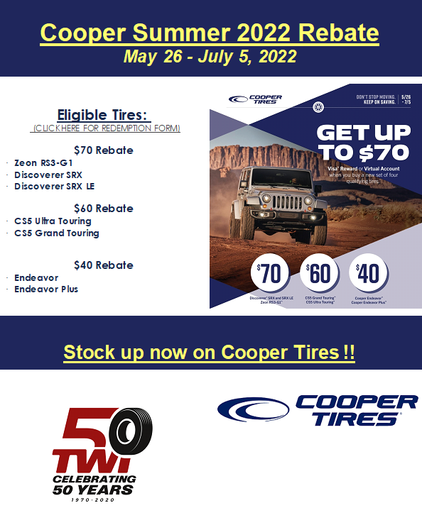 May 26 - July 5 2022 Cooper Rebate Flyer